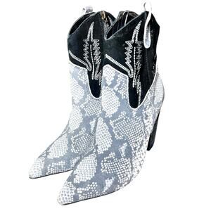 Dingo Women’s Calico Snakeskin Leather Western Style Boots Black/Gray Size 9M